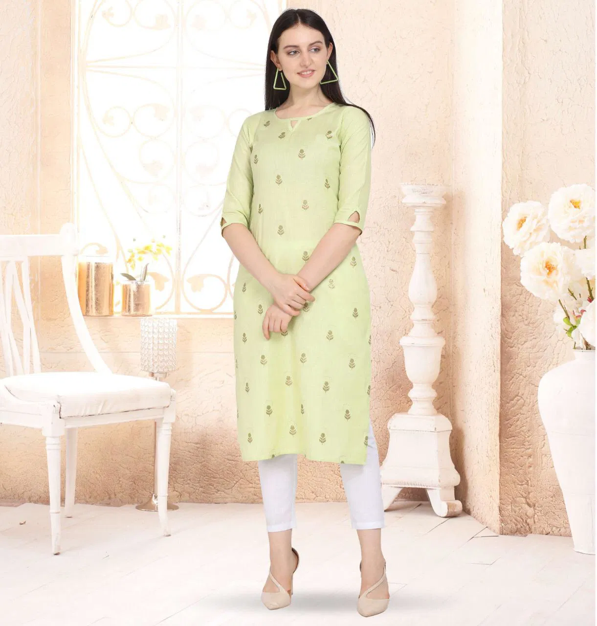 Joya Designer Cotton Kurtis with Floral Print work collection